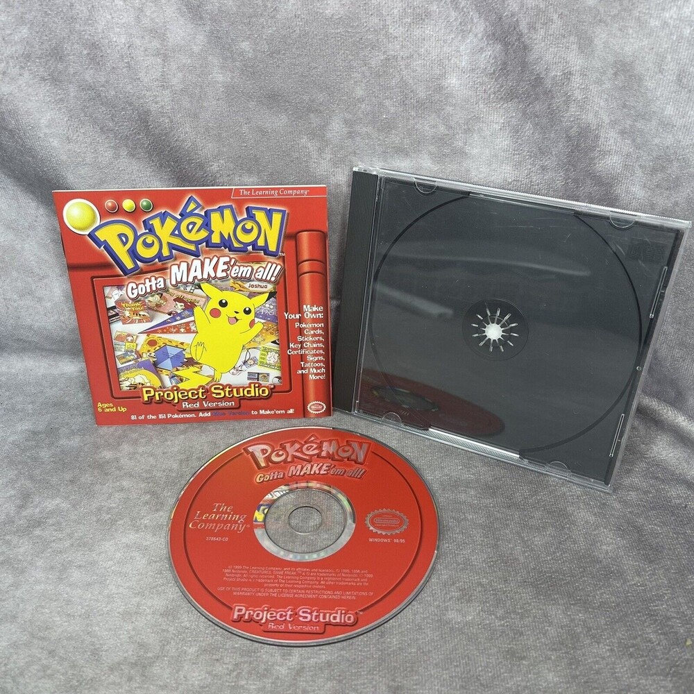 Pokemon Project Studio Red Version Gotta Make 'em All -Nintendo CD-ROM w/ manual